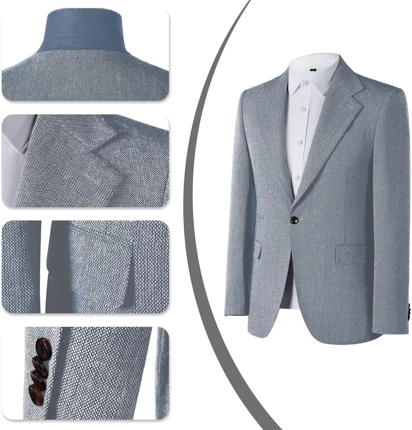 Mens Slim Fit Suit 2 Piece Tweed Suit for Men One Button Formal Wedding Prom Tuxedo Suits Jacket Pants Set