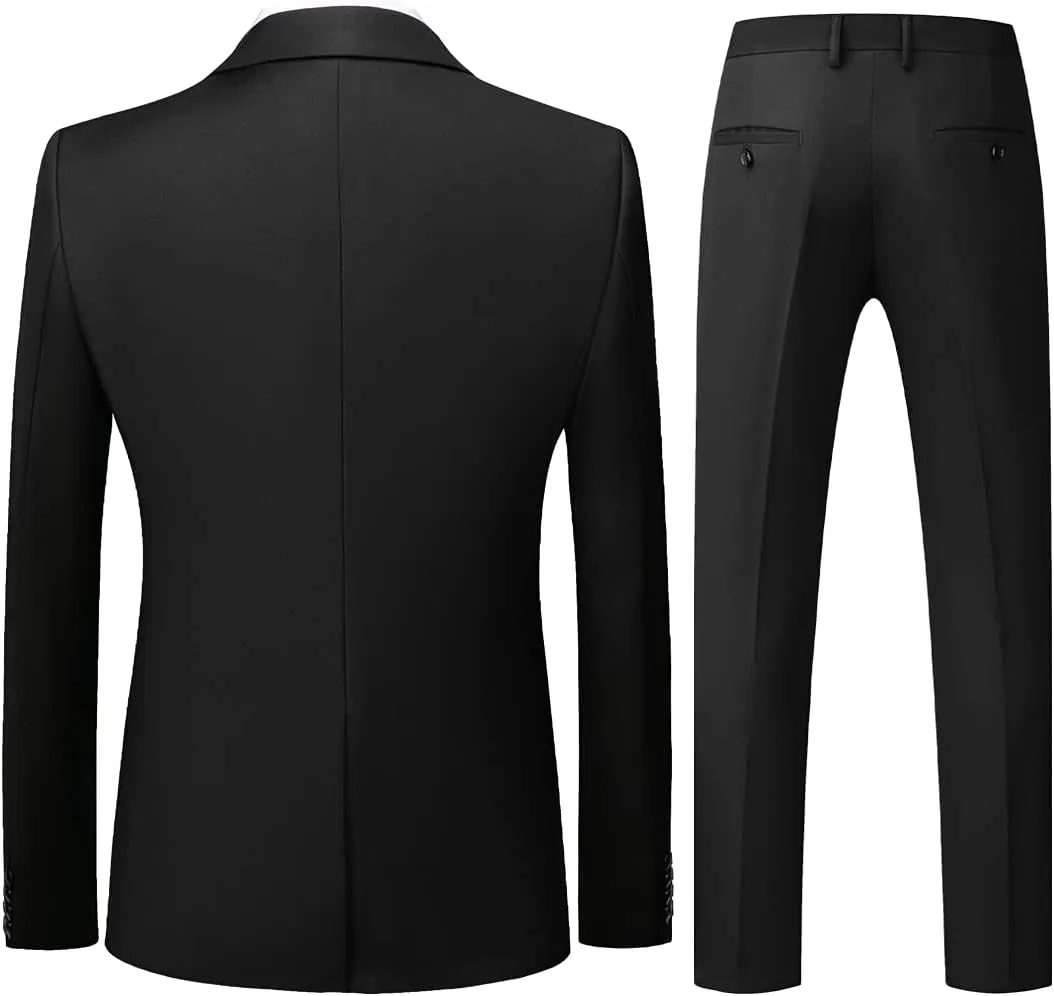 Mens Suits 2 Piece Slim Fit Tuxedo Suit for Men One Button Single Breasted Wedding Casual Business Blazer Jacket Pants Suit