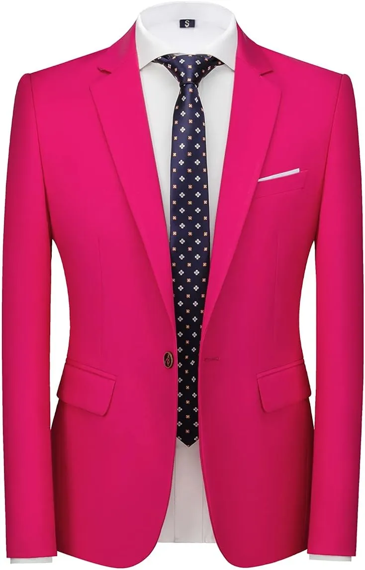 Mens Suits 2 Piece Slim Fit Tuxedo Suit for Men One Button Single Breasted Wedding Casual Business Blazer Jacket Pants Suit