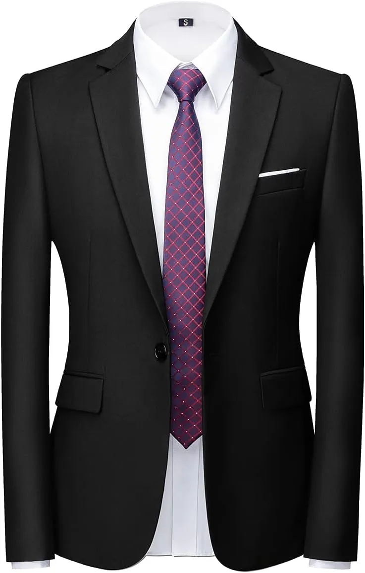 Mens Suits 2 Piece Slim Fit Tuxedo Suit for Men One Button Single Breasted Wedding Casual Business Blazer Jacket Pants Suit