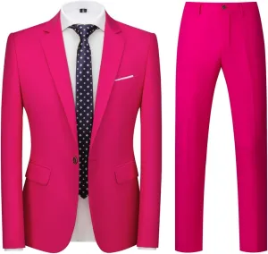 Mens Suits 2 Piece Slim Fit Tuxedo Suit for Men One Button Single Breasted Wedding Casual Business Blazer Jacket Pants Suit