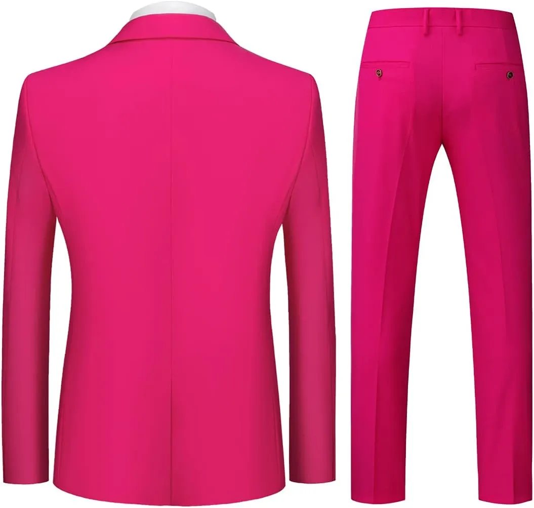 Mens Suits 2 Piece Slim Fit Tuxedo Suit for Men One Button Single Breasted Wedding Casual Business Blazer Jacket Pants Suit