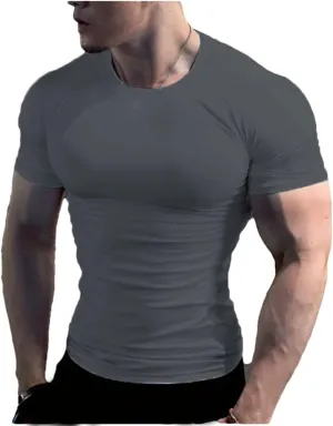 Mens Summer Running T Shirt Short Sleeve Quick Dry Gym Fitness Top Bodybuilding Soccer Football Shirt