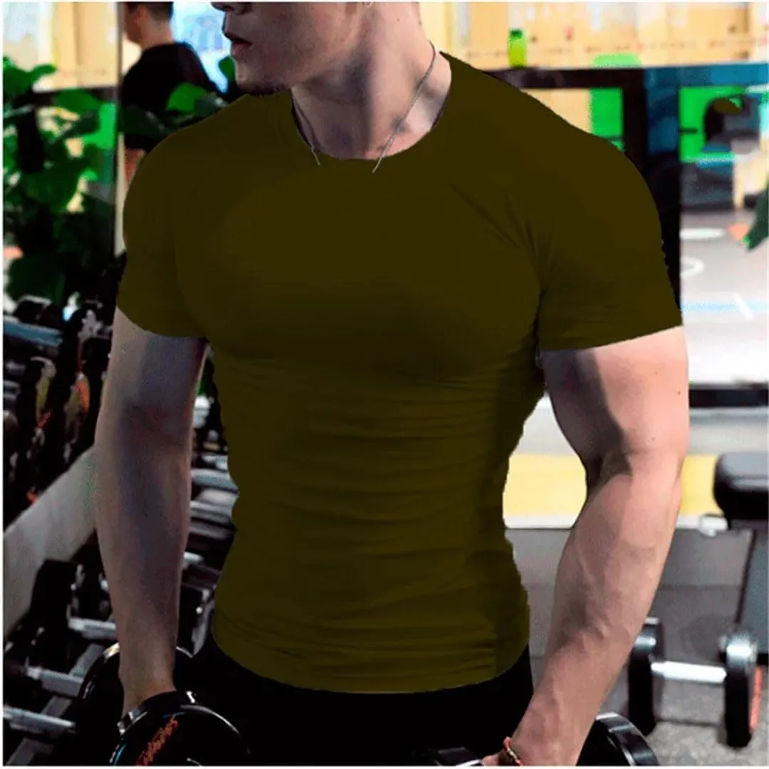 Mens Summer Running T Shirt Short Sleeve Quick Dry Gym Fitness Top Bodybuilding Soccer Football Shirt