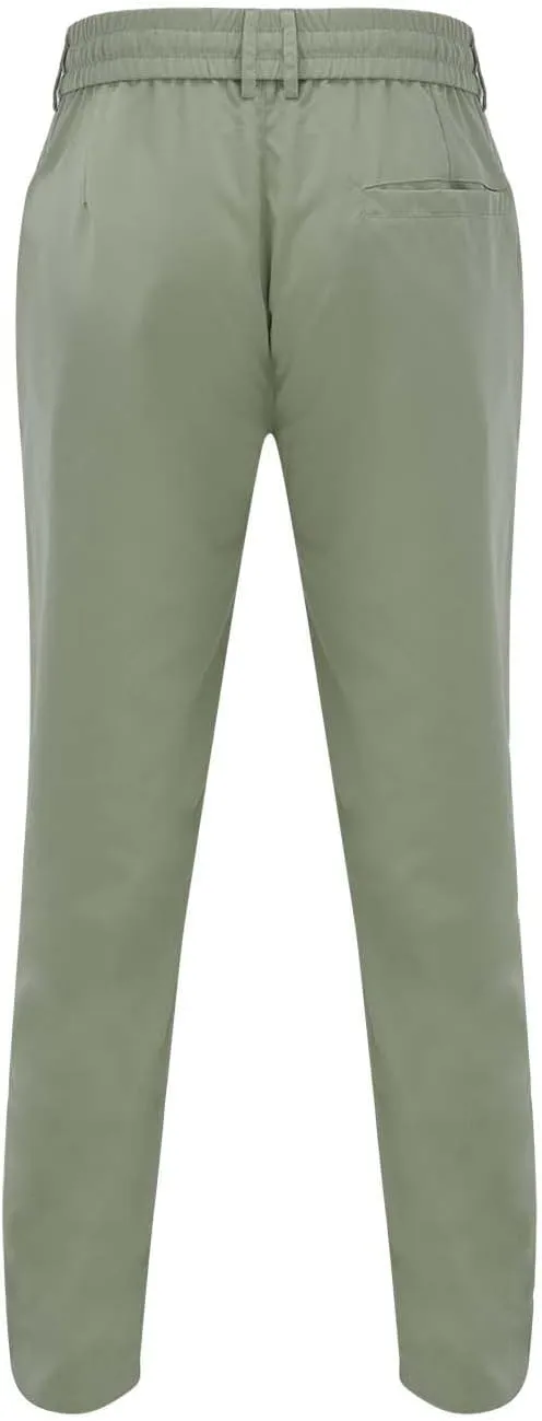 Mens Tapered Pants Casual Linen Pants Elastic Waist Slim Fit Beach Yoga Business Lightweight Cotton Trousers with Pockets