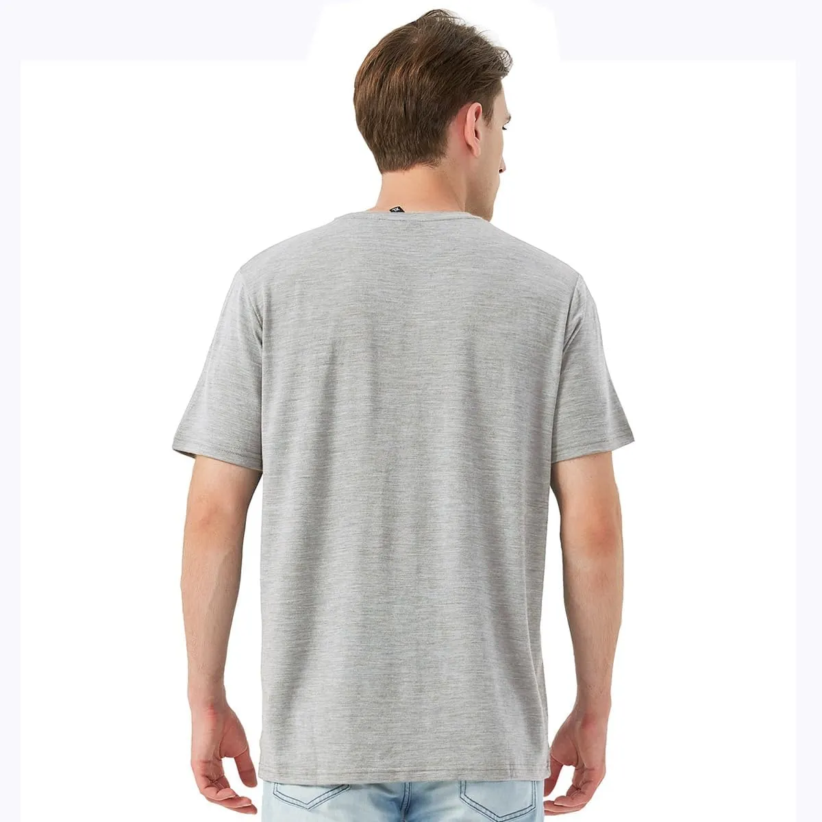 Merino Protect 100% Merino Wool T-Shirt for Men Short Sleeve Slim Fit Undershirt Soft Lightweight Tee Shirt for Travel Hiking
