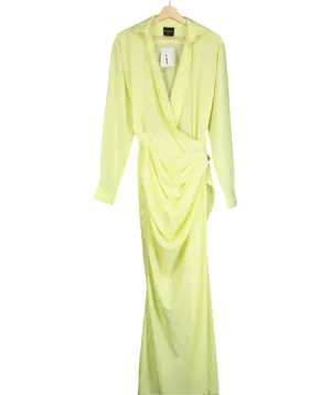 Mimii London Green Long Sleeve Drape Maxi Dress UK XS