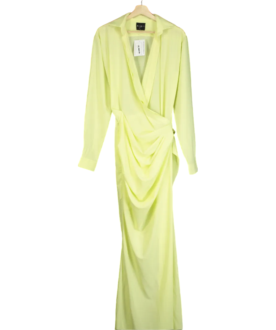 Mimii London Green Long Sleeve Drape Maxi Dress UK XS
