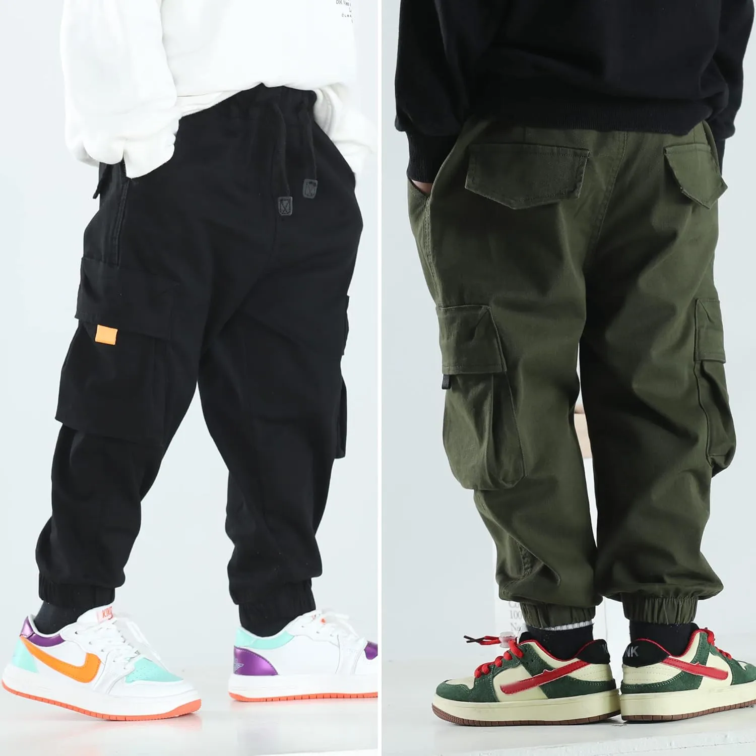 MINI PANDA Toddler Pants, Black Pants Toddler Boys or Girls, Little Boy Pants 2-Pieces