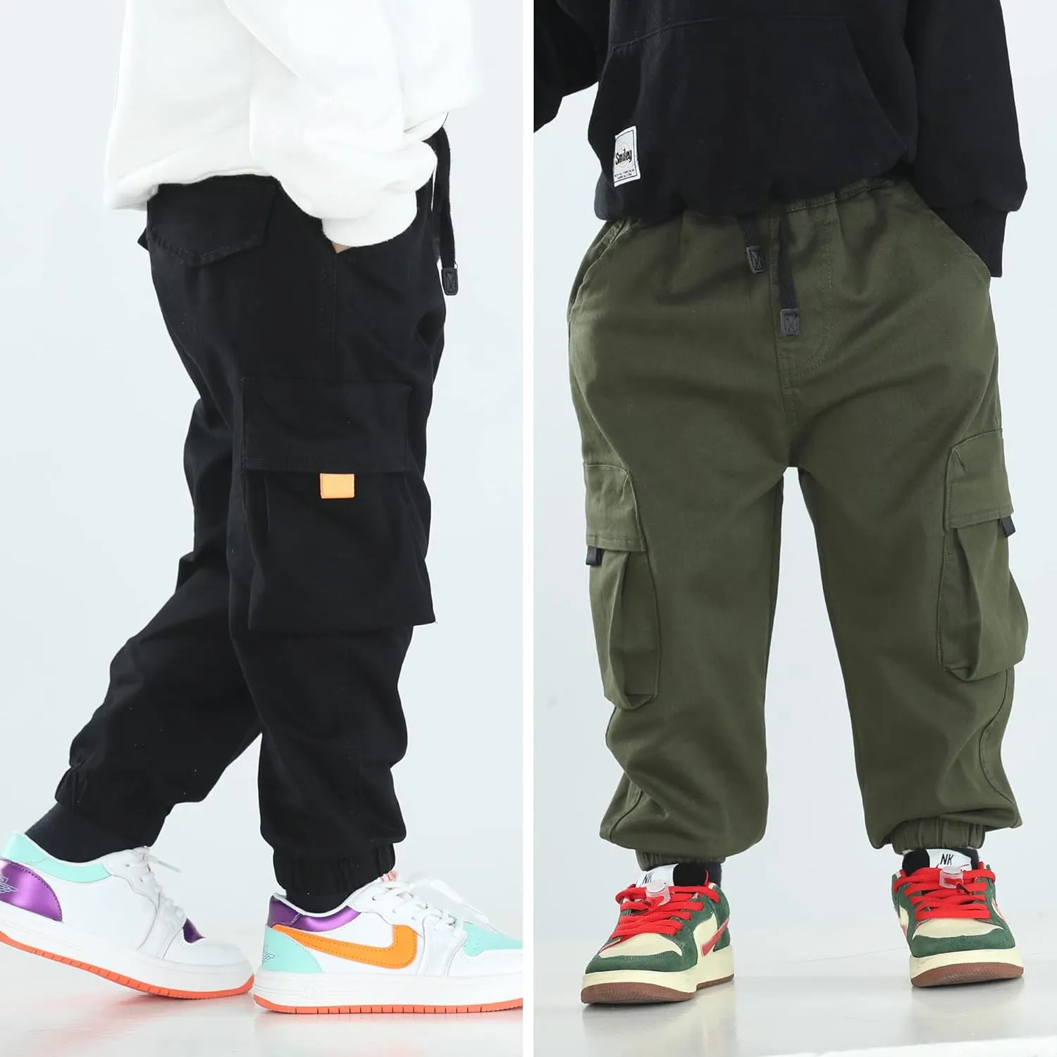 MINI PANDA Toddler Pants, Black Pants Toddler Boys or Girls, Little Boy Pants 2-Pieces