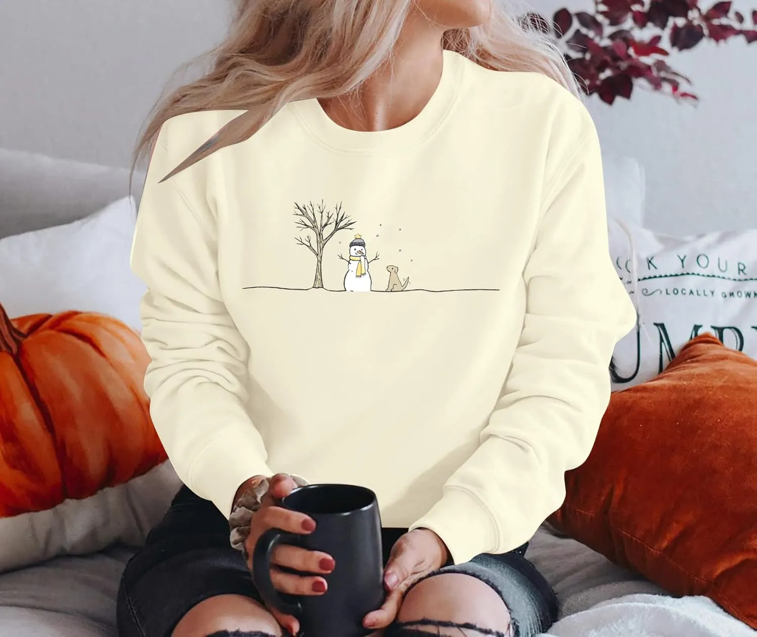 MOUSYA Snowman Sweatshirts for Women Christmas Snowman Sweatshirt Meryy Christmas Pullover Winter Lightweight Top