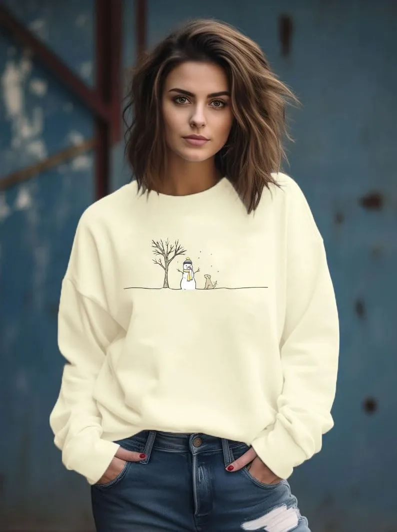MOUSYA Snowman Sweatshirts for Women Christmas Snowman Sweatshirt Meryy Christmas Pullover Winter Lightweight Top