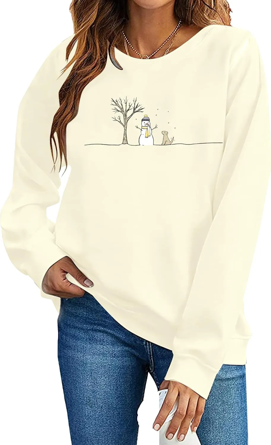 MOUSYA Snowman Sweatshirts for Women Christmas Snowman Sweatshirt Meryy Christmas Pullover Winter Lightweight Top