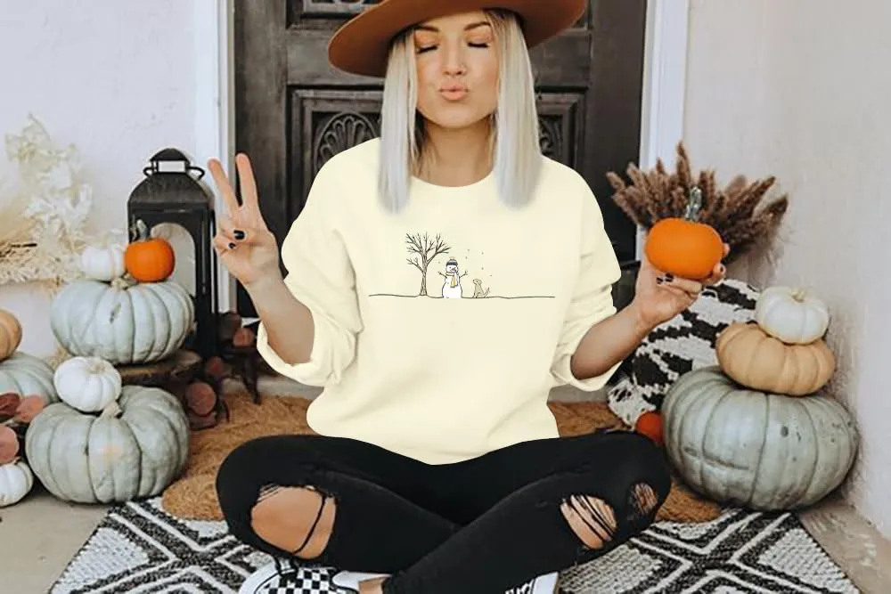 MOUSYA Snowman Sweatshirts for Women Christmas Snowman Sweatshirt Meryy Christmas Pullover Winter Lightweight Top