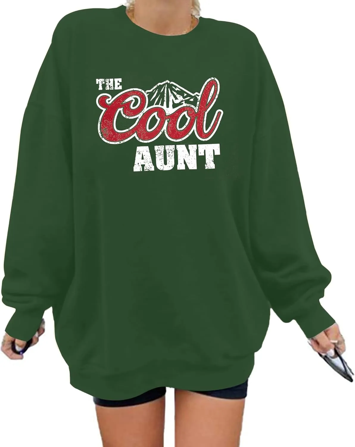 MYHALF Aunt Sweatshirt Cool Auntie Shirt: Women Oversized Auntie Crewneck Sweatshirts Aunt Gift Tops Cute Aunts Club Pullover