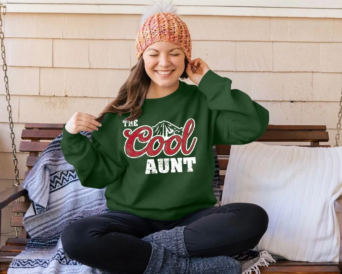 MYHALF Aunt Sweatshirt Cool Auntie Shirt: Women Oversized Auntie Crewneck Sweatshirts Aunt Gift Tops Cute Aunts Club Pullover
