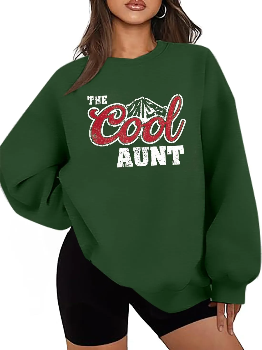 MYHALF Aunt Sweatshirt Cool Auntie Shirt: Women Oversized Auntie Crewneck Sweatshirts Aunt Gift Tops Cute Aunts Club Pullover