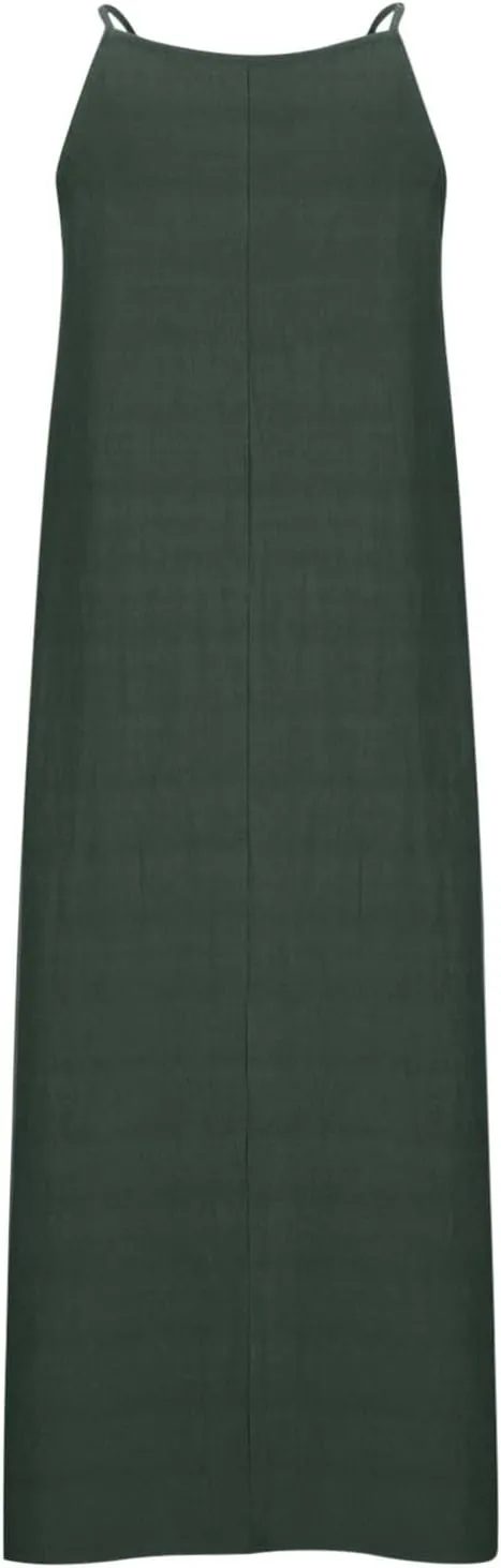 NaRHbrg Women's Sleeveless Maxi Dress Loose Fit Casual Beach Sundress Slit Hem Summer Long Dresses Sundress