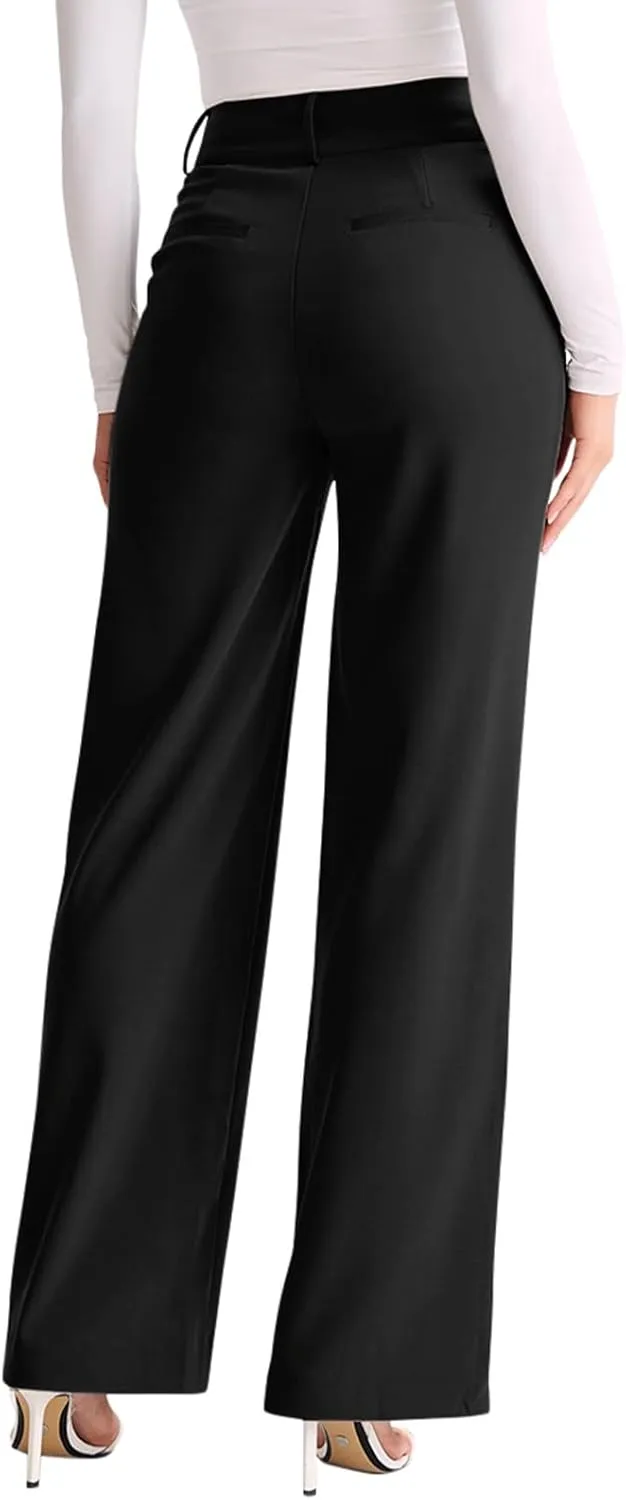 NIMIN High Waisted Work Pants for Women Wide Leg Dressy Pants Business Casual Trousers 2025 Summer Slacks with Pockets