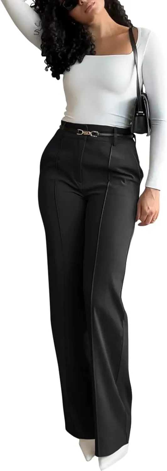 NIMIN High Waisted Work Pants for Women Wide Leg Dressy Pants Business Casual Trousers 2025 Summer Slacks with Pockets