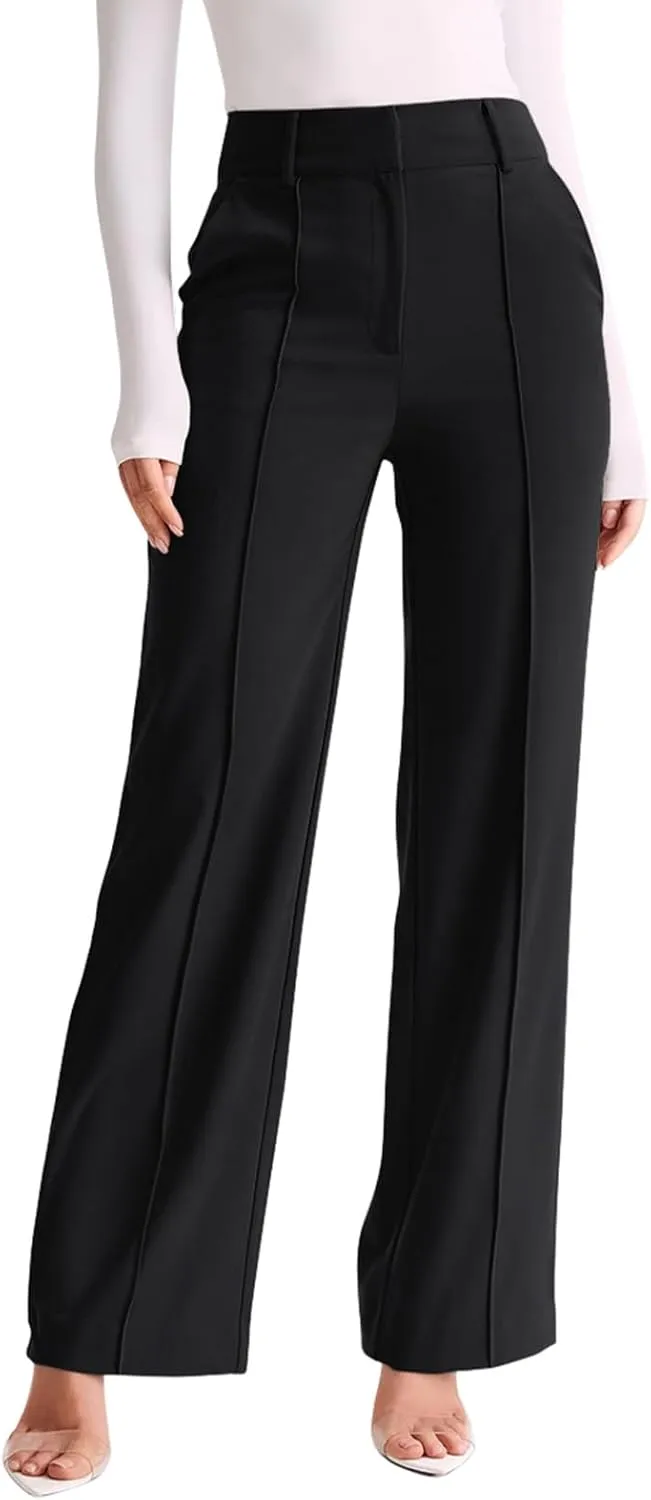 NIMIN High Waisted Work Pants for Women Wide Leg Dressy Pants Business Casual Trousers 2025 Summer Slacks with Pockets