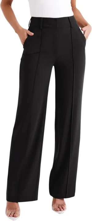 NIMIN High Waisted Work Pants for Women Wide Leg Dressy Pants Business Casual Trousers 2025 Summer Slacks with Pockets
