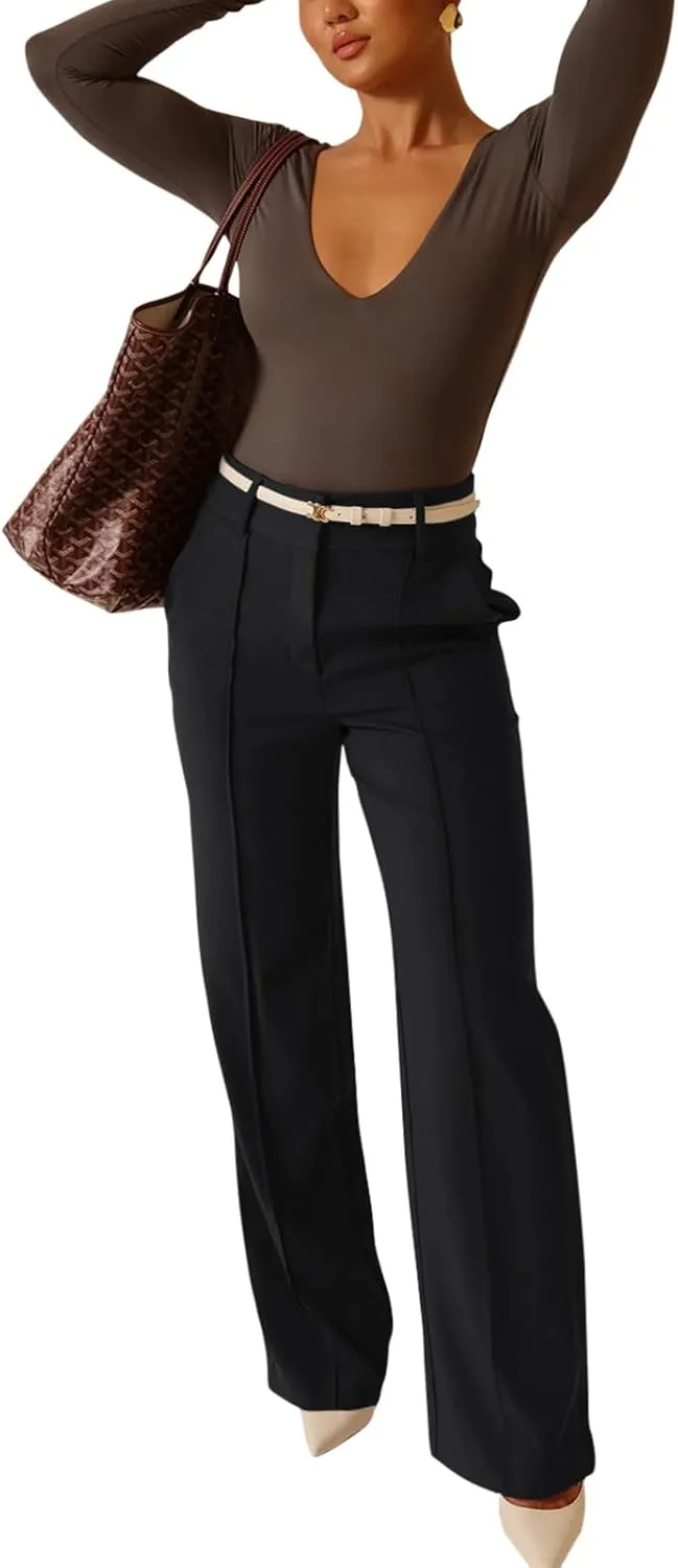 NIMIN High Waisted Work Pants for Women Wide Leg Dressy Pants Business Casual Trousers 2025 Summer Slacks with Pockets