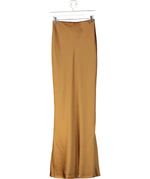 Norma Kamali Brown Obie Satin Maxi Skirt UK S