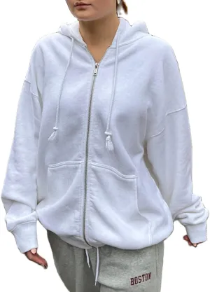NUFIWI Women Y2k Oversized Hoodie Pullover Long Sleeve Zip Up Going Out Jacket Coat Harajuku Grunge Sweatshirt Streetwear