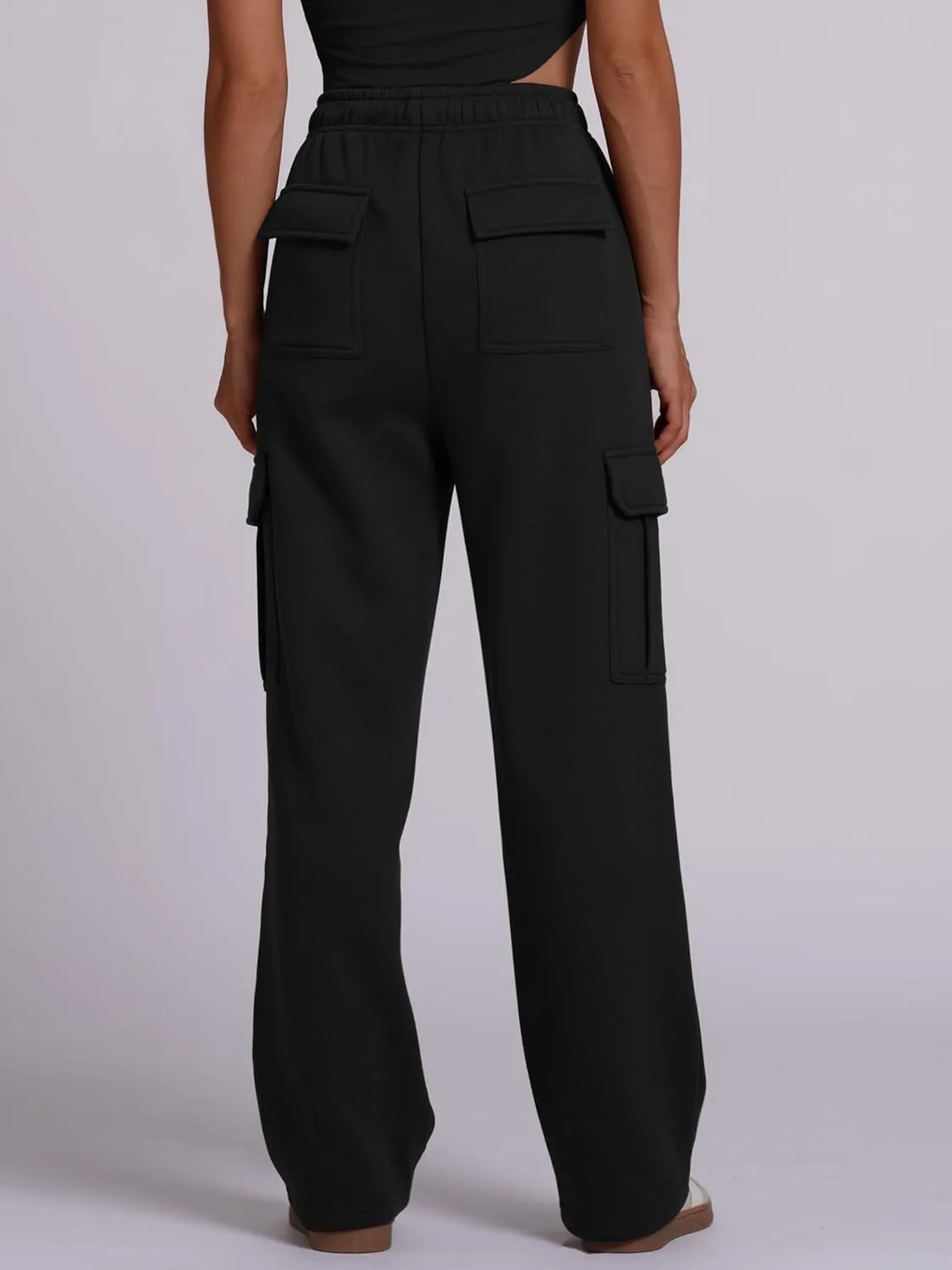 ODIZLI Women's High Waist Drawstring Wide Leg Sweatpants with Pockets Jogger Loose Sport Yoga Active Pants Lounge Trousers