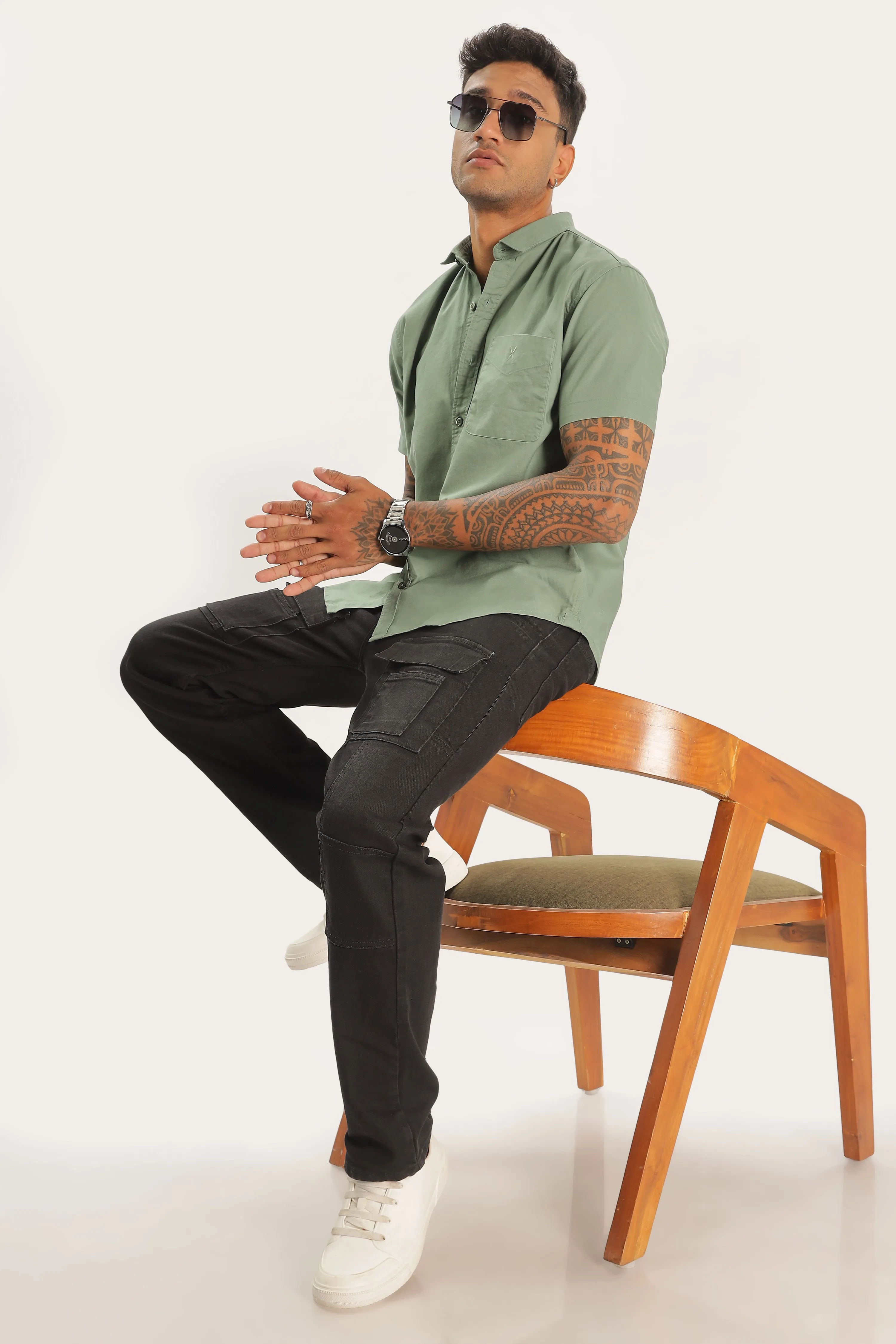 Olive Green Half Sleeve Regular Fit Shirt