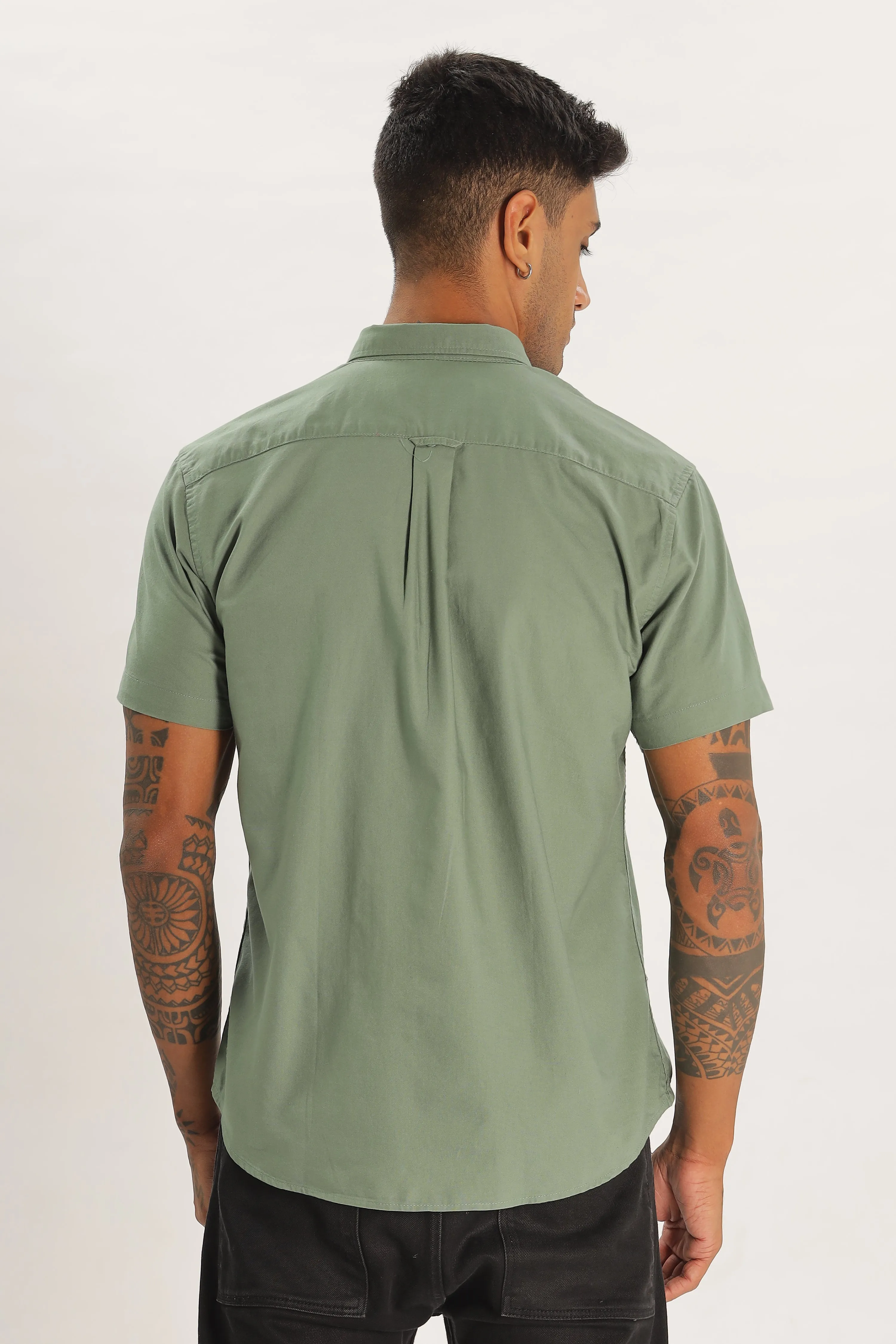 Olive Green Half Sleeve Regular Fit Shirt