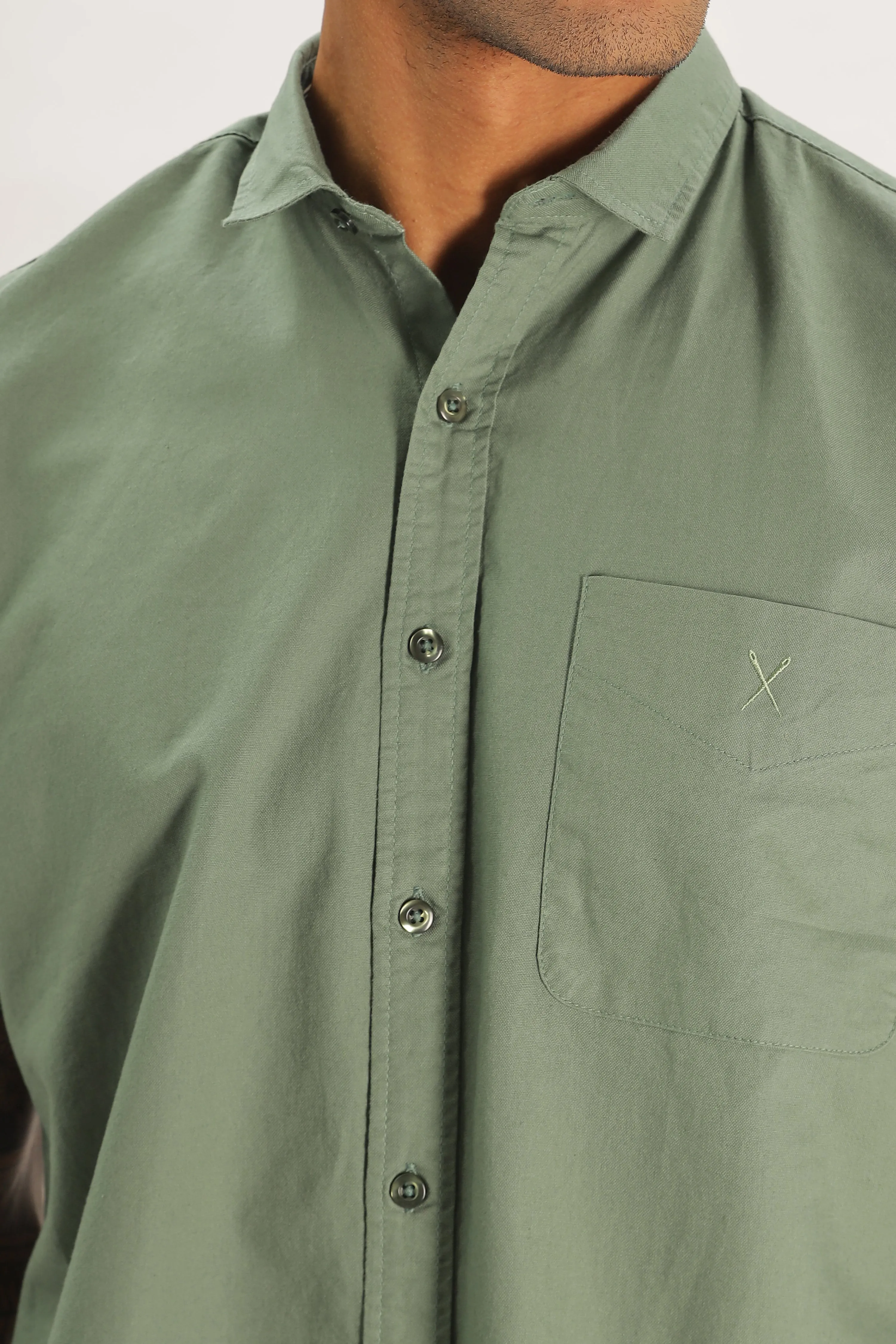 Olive Green Half Sleeve Regular Fit Shirt