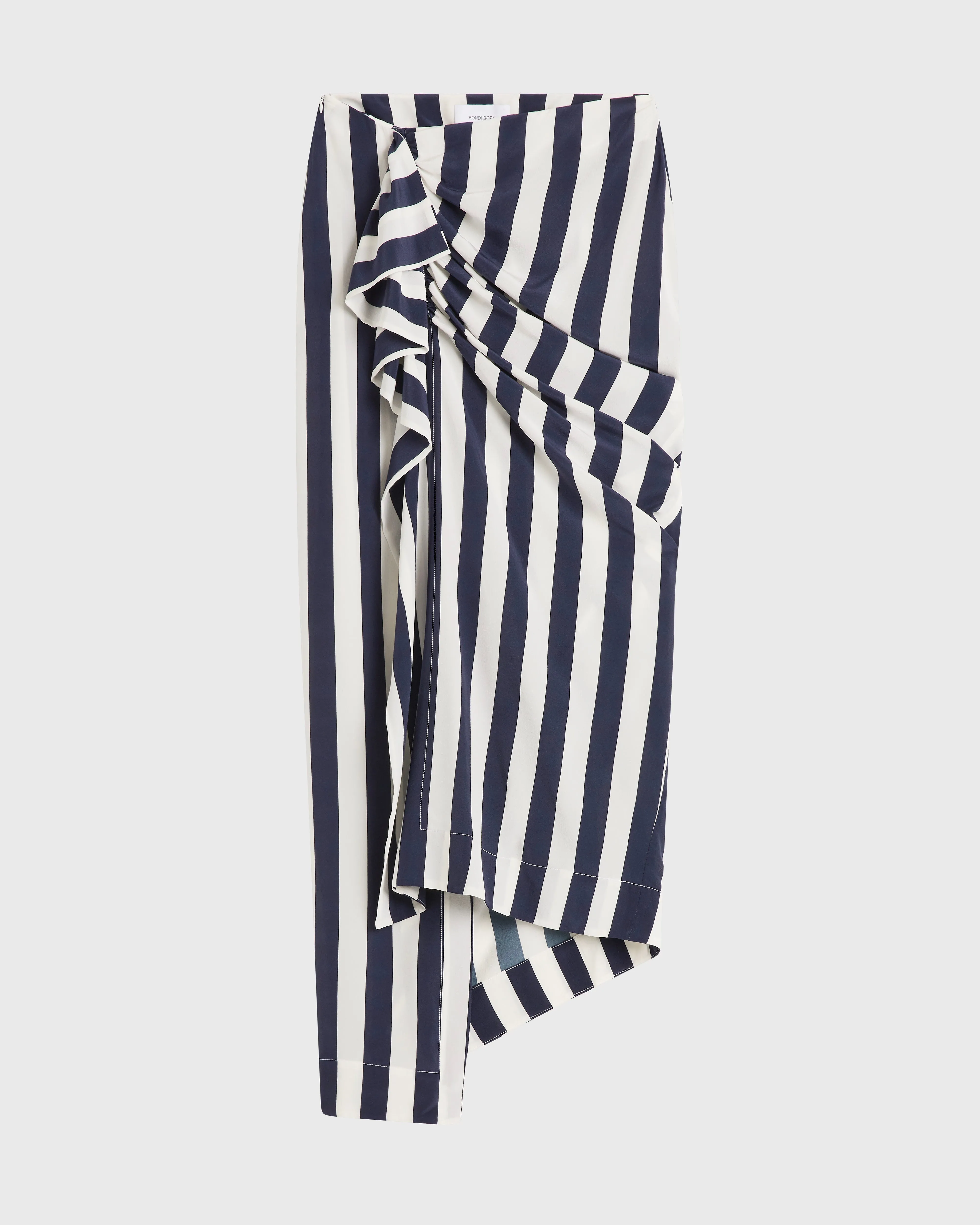 Orta Silk Draped Skirt - Navy Stripe