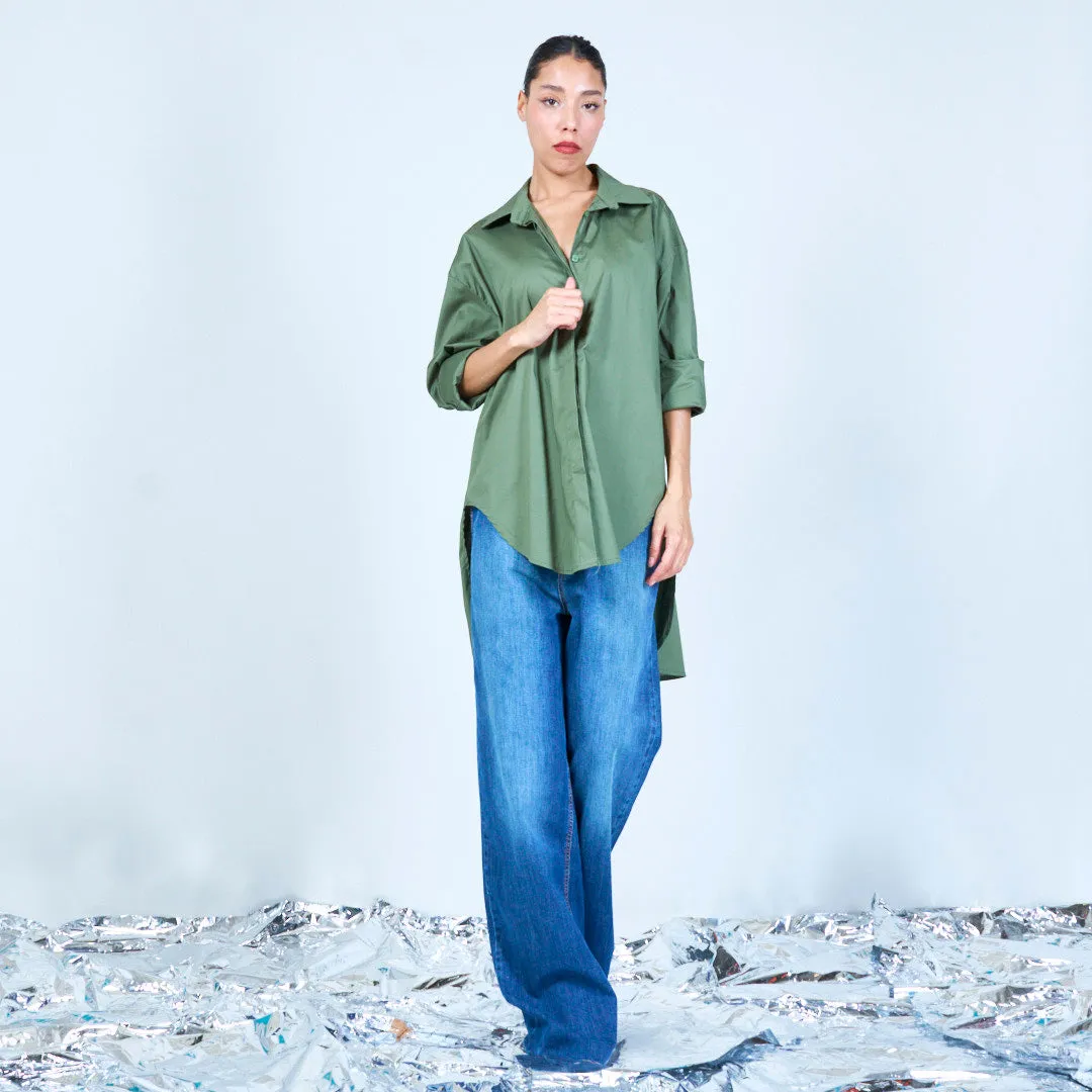Oversized longline button-up shirt wholesale