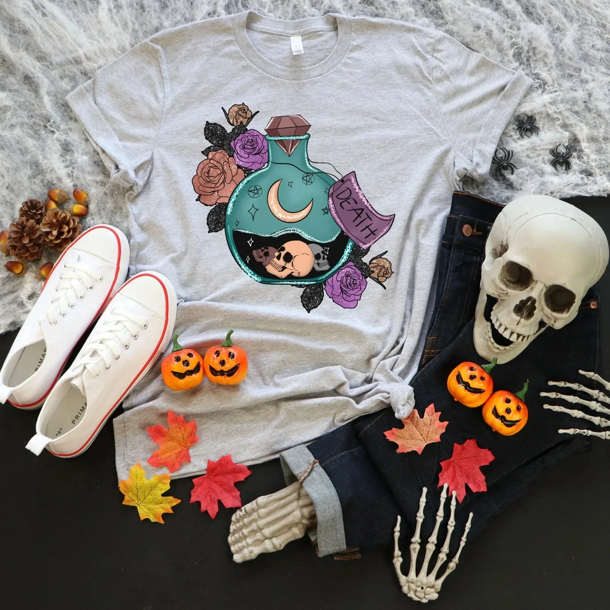 Pastel Halloween Shirt, Gothic Shirt, Witchy Vibes Sweatshirt, Skull Shirt, Pastel Goth Style Grunge Shirt, Aesthetic Clothing, Witch Tee