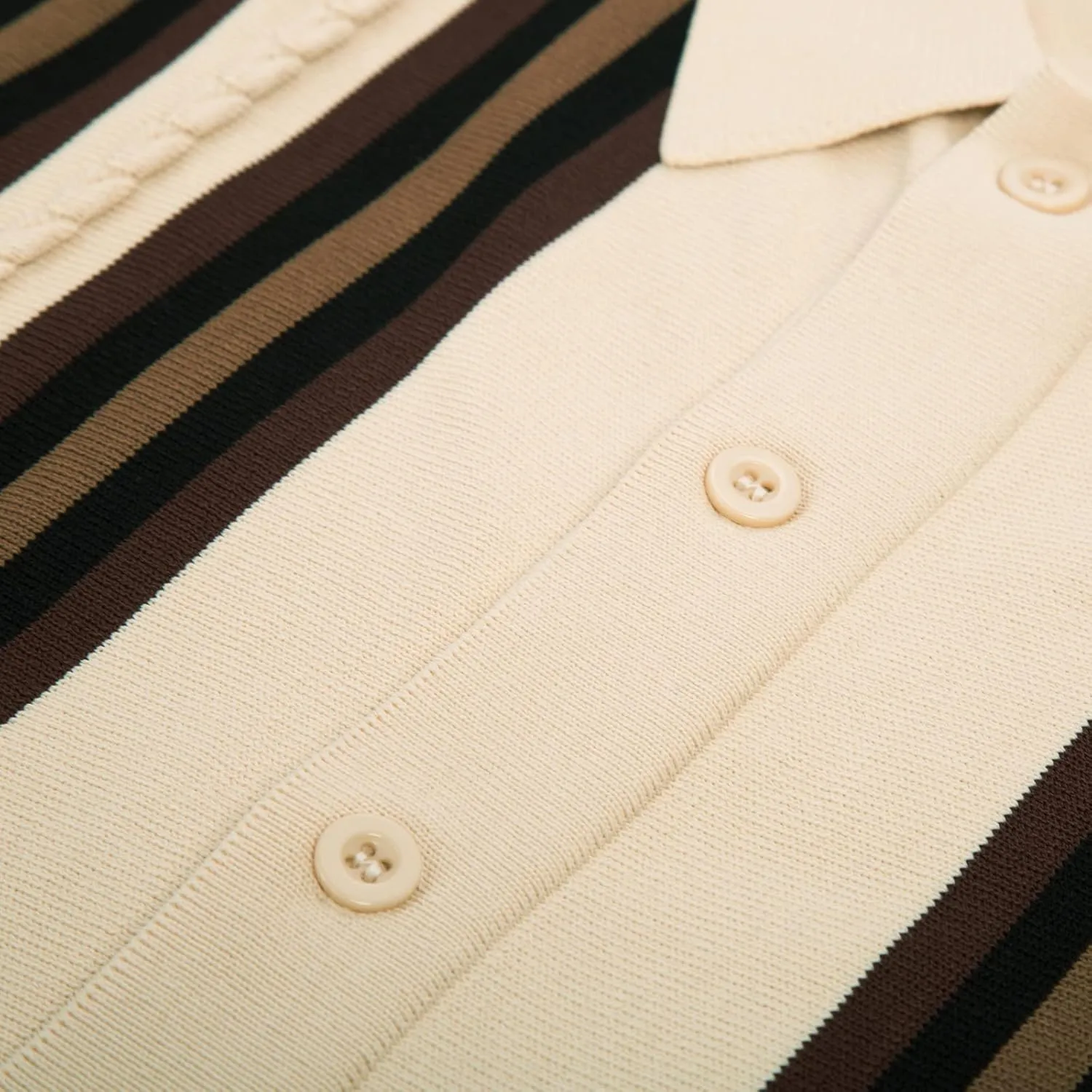 PJ PAUL JONES Mens Vintage Striped Knit Polo Shirt Long Sleeve Button Down Cardigan Sweater