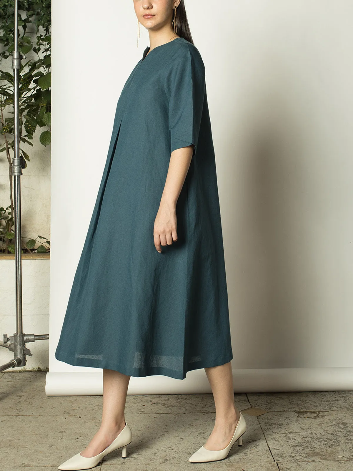 Pleated A Line Maxi Teal