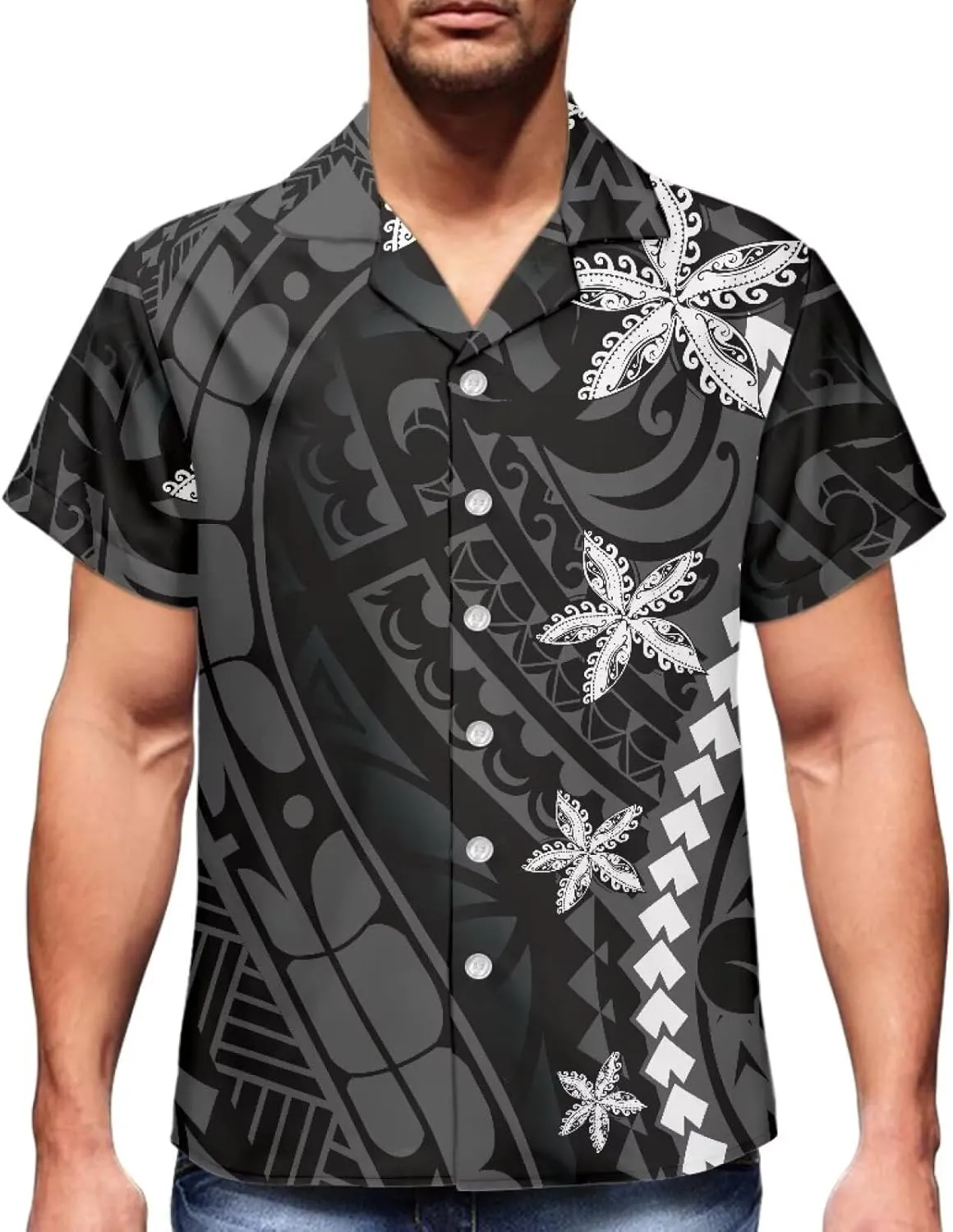 Polynesian Couple Set Tirbal Tattoo Tapa Hawaii Shirt Puletasi Samoa Dresses for Women Matching Outfits Couples
