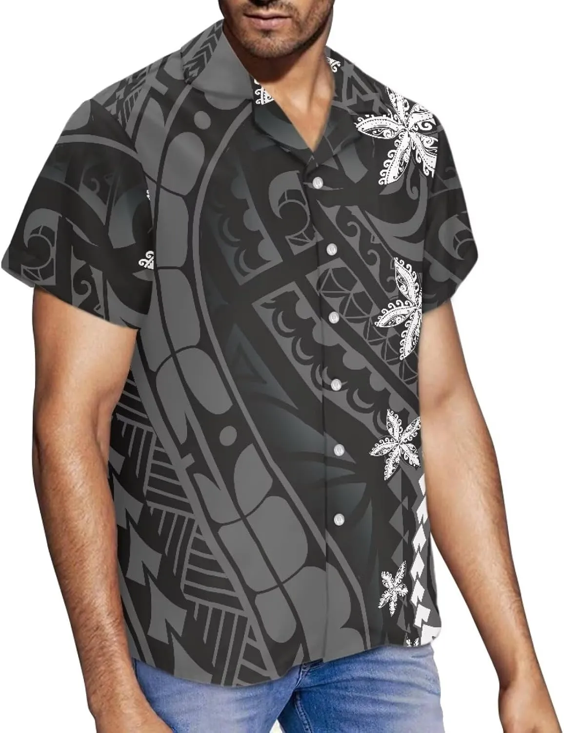 Polynesian Couple Set Tirbal Tattoo Tapa Hawaii Shirt Puletasi Samoa Dresses for Women Matching Outfits Couples