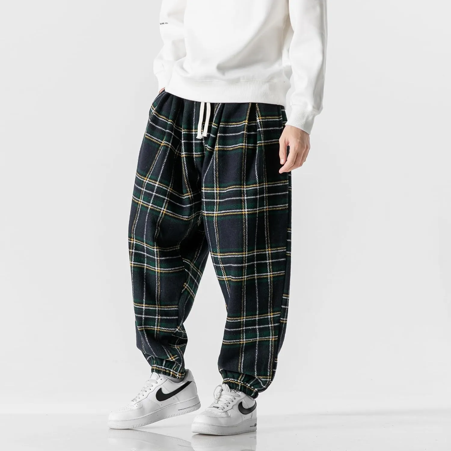 PRIJOUHE Men's Joggers Sweatpants Casual Wide Leg Jogger Pants Lightweight Sweat Pants with Pockets