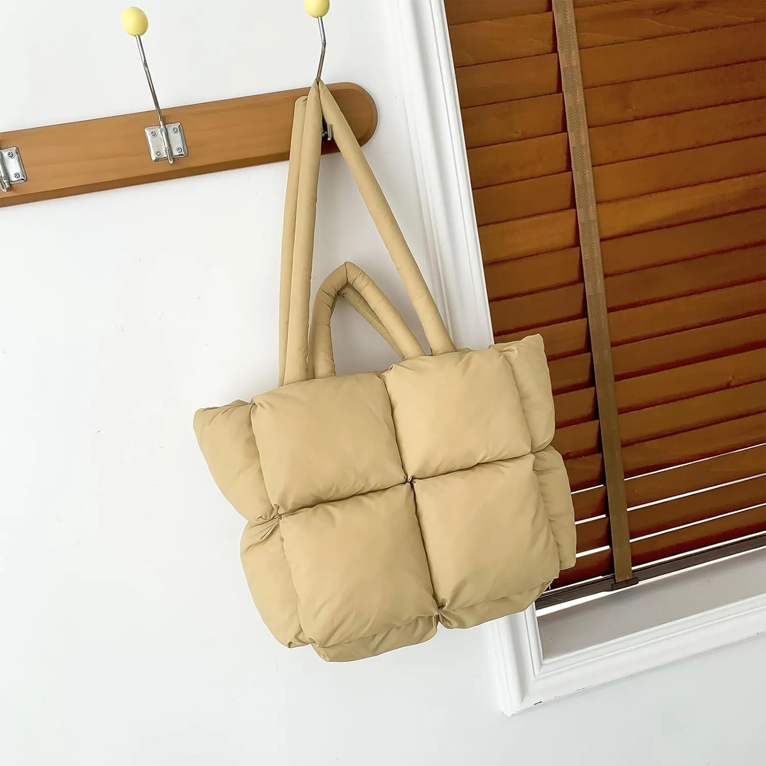 Puffy Tote Bags Small Lightweight Down Cotton Padded Quilted Purse Puffer Tote Bag Shoulder Handbags for Women