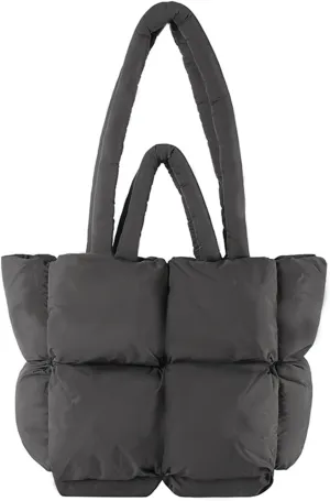 Puffy Tote Bags Small Lightweight Down Cotton Padded Quilted Purse Puffer Tote Bag Shoulder Handbags for Women