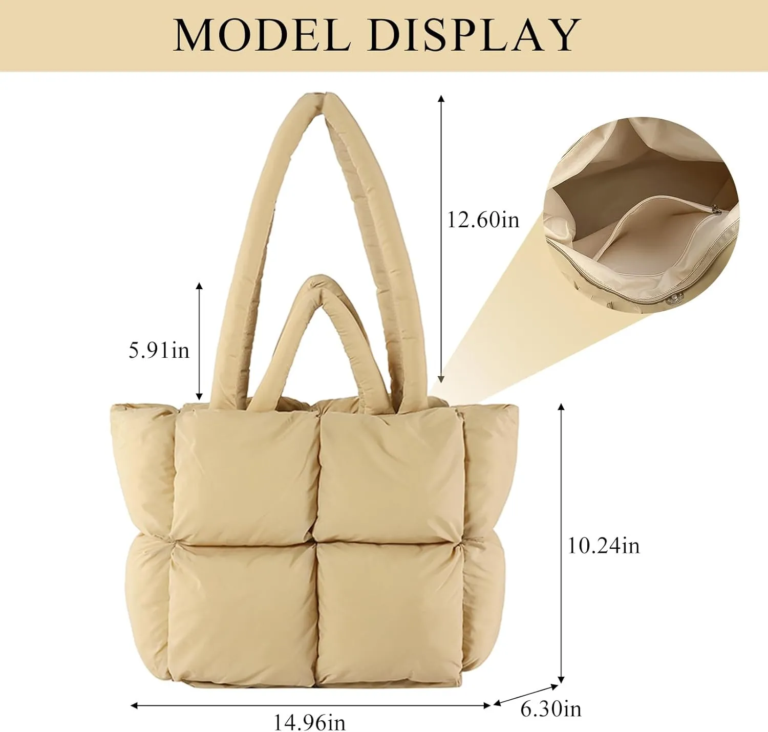 Puffy Tote Bags Small Lightweight Down Cotton Padded Quilted Purse Puffer Tote Bag Shoulder Handbags for Women