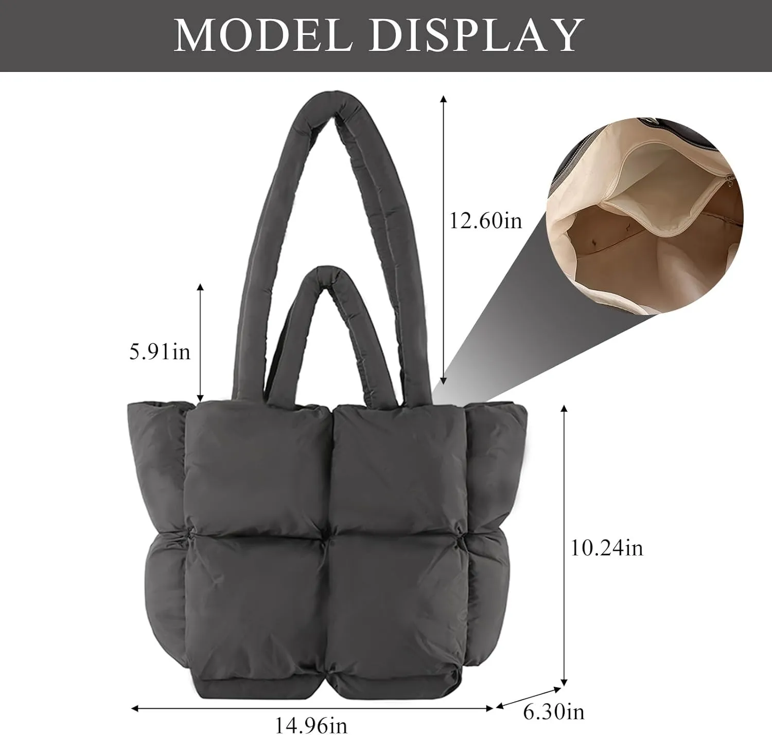 Puffy Tote Bags Small Lightweight Down Cotton Padded Quilted Purse Puffer Tote Bag Shoulder Handbags for Women