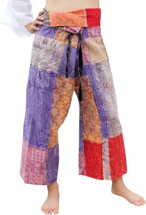 RaanPahMuang Thai Fisherman Pants Men/Women, Loose Yoga, Pirate, Harem Pants, 100% Cotton, Unisex Kimono Pants
