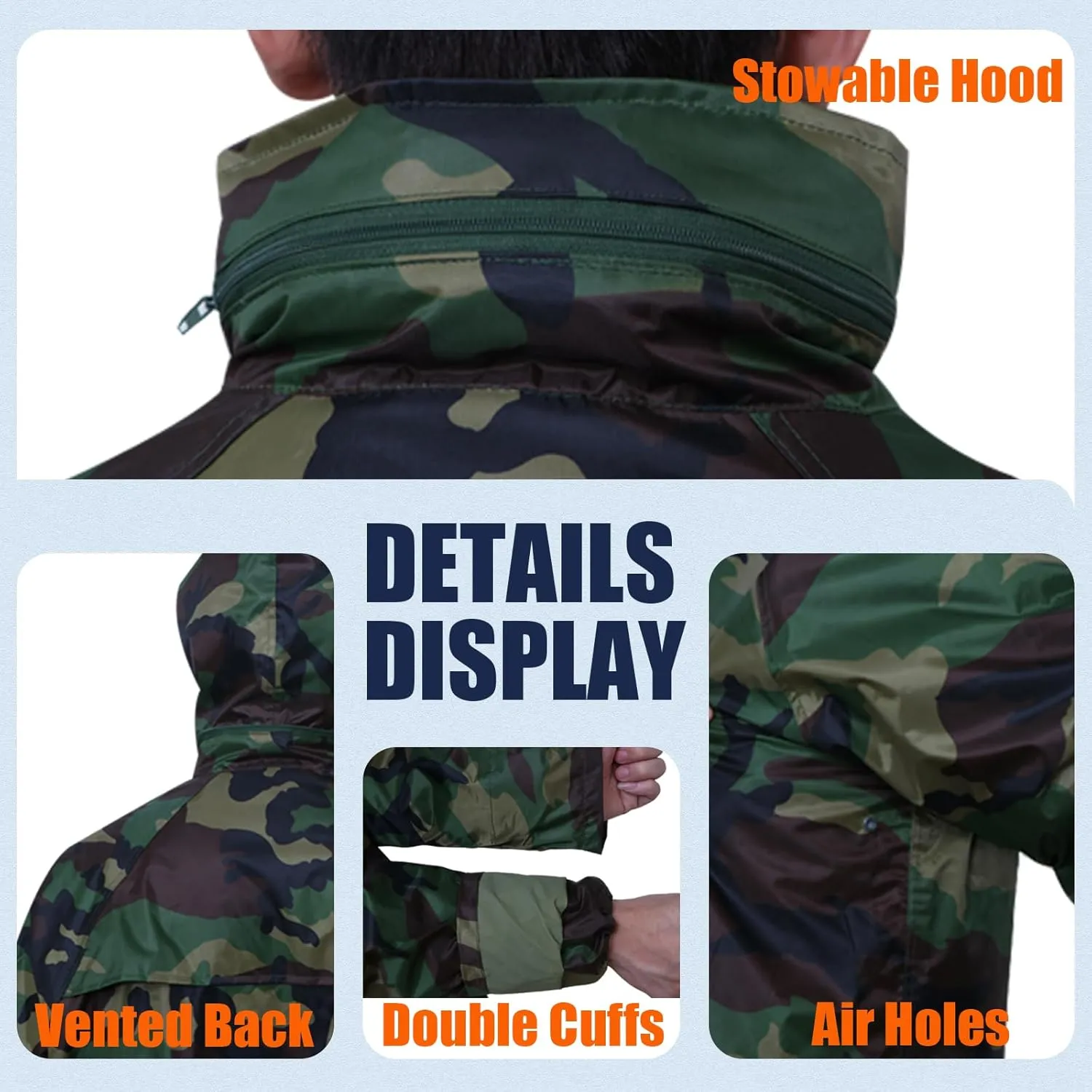 RainRider Rain Suits Safety Rain Jacket with Pants High Visibility Reflective Rain Gear