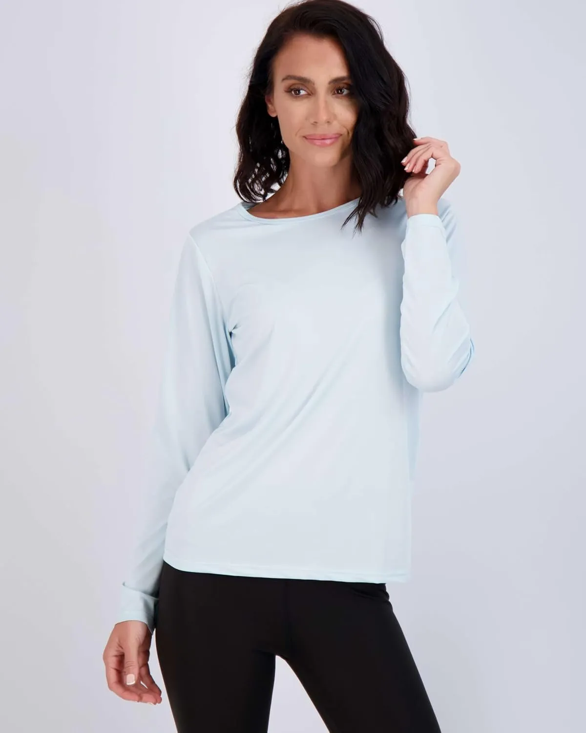 Real Essentials 4 Pack: Women's Dry-Fit Tech Stretch Long-Sleeve Athletic Workout T-Shirt (Available in Plus Size)