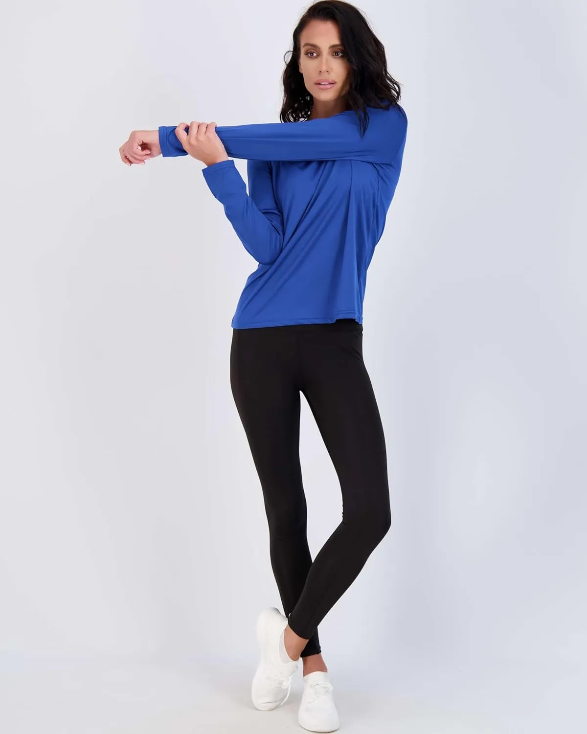 Real Essentials 4 Pack: Women's Dry-Fit Tech Stretch Long-Sleeve Athletic Workout T-Shirt (Available in Plus Size)