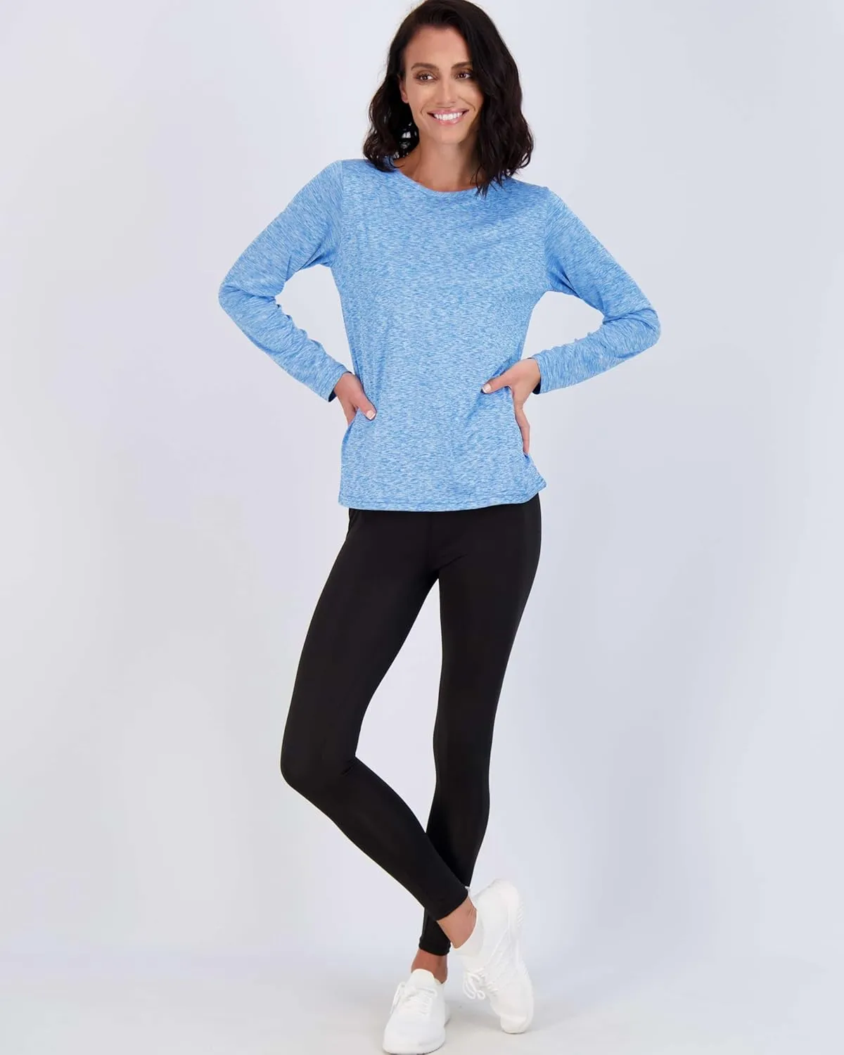 Real Essentials 4 Pack: Women's Dry-Fit Tech Stretch Long-Sleeve Athletic Workout T-Shirt (Available in Plus Size)